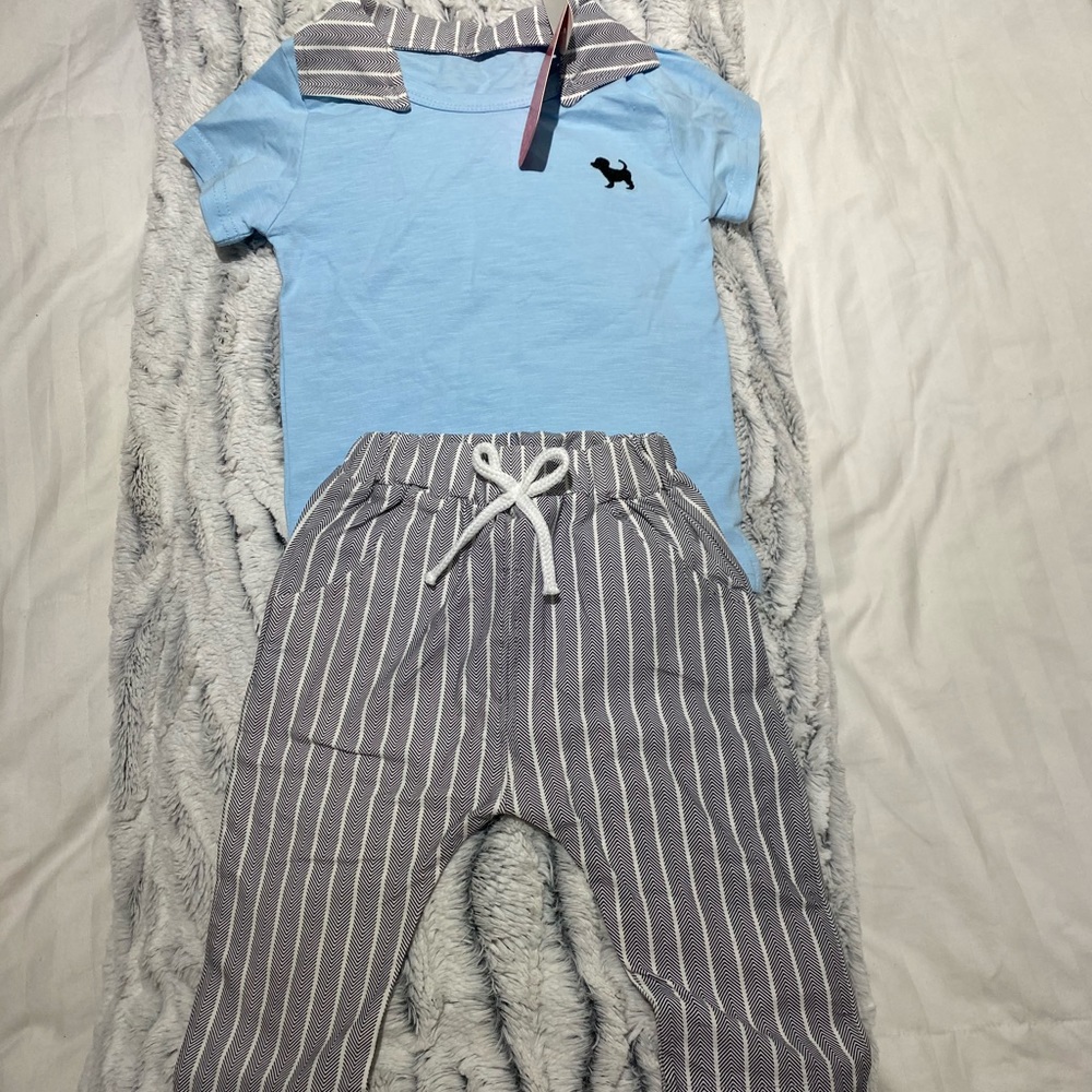 Baby blue tee set with pants